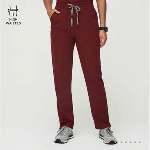 SOLD Figs High Waisted Yola Scrub Bottoms medium tall burgundy